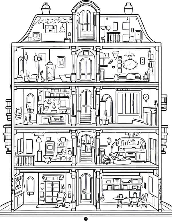 How To Draw Doll House For Kids, Doll House Colouring Pages for kids