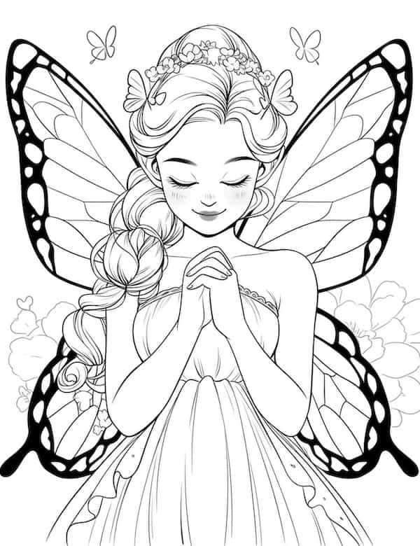 Butterfly fairy coloring page