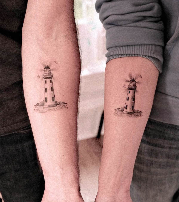 Lighthouse tattoos by @kb.kb