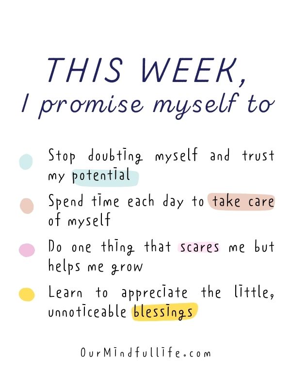 Promise to yourself in a new week