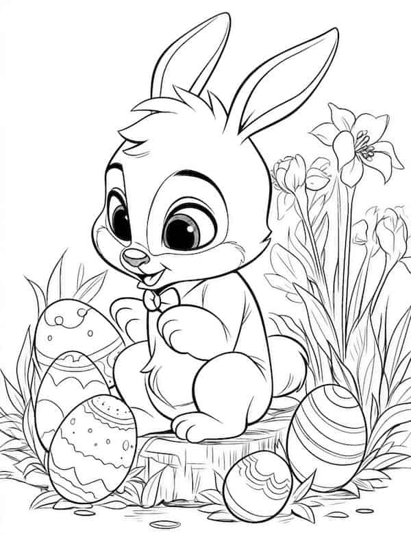 Adorable Easter bunny coloring page