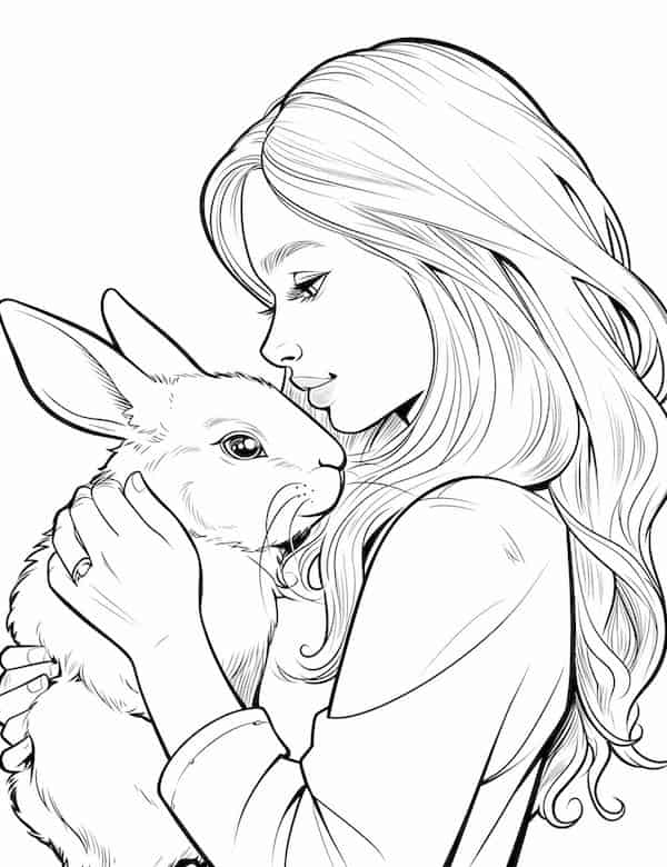 Barbie and bunny coloring page