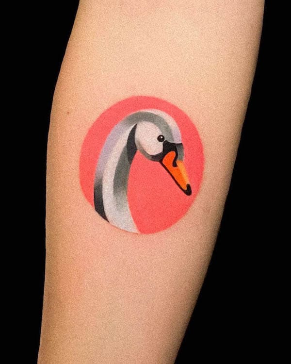 Colored swan tattoo by @_ferfy