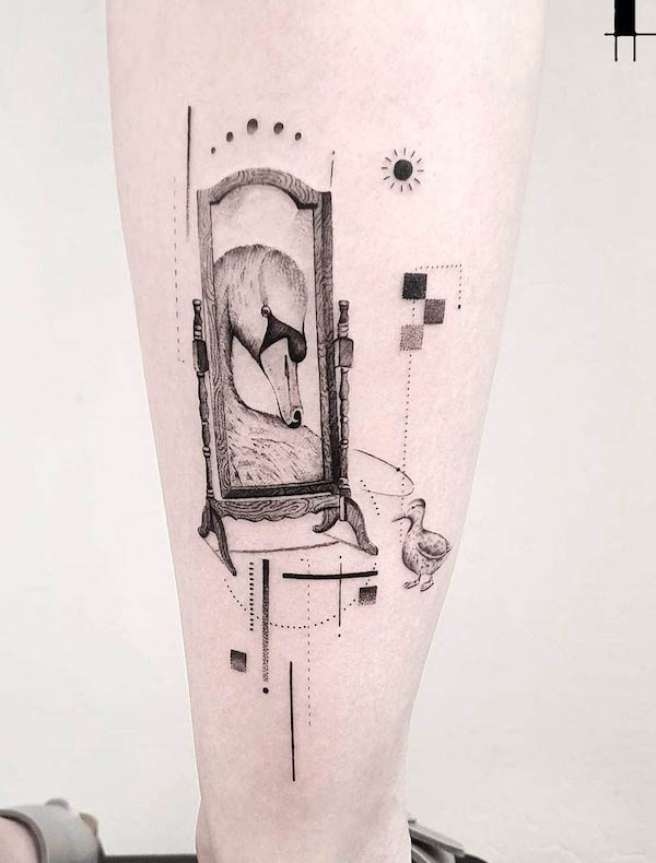 Creative swan tattoo by @noamyona__