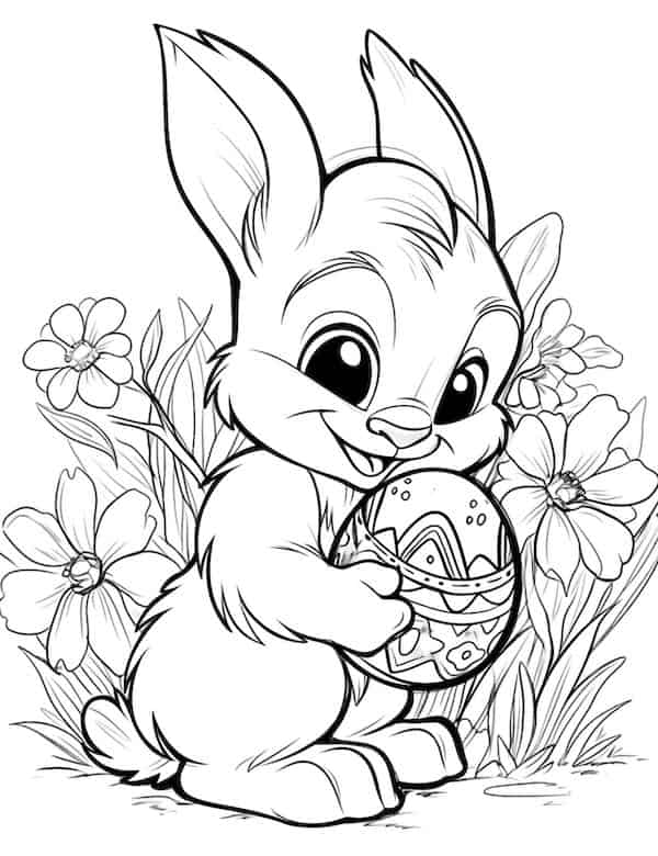 Little bunny and Easter eggs coloring sheet