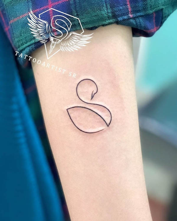 Minimalist swan symbol tattoo by @tattooartist_sr