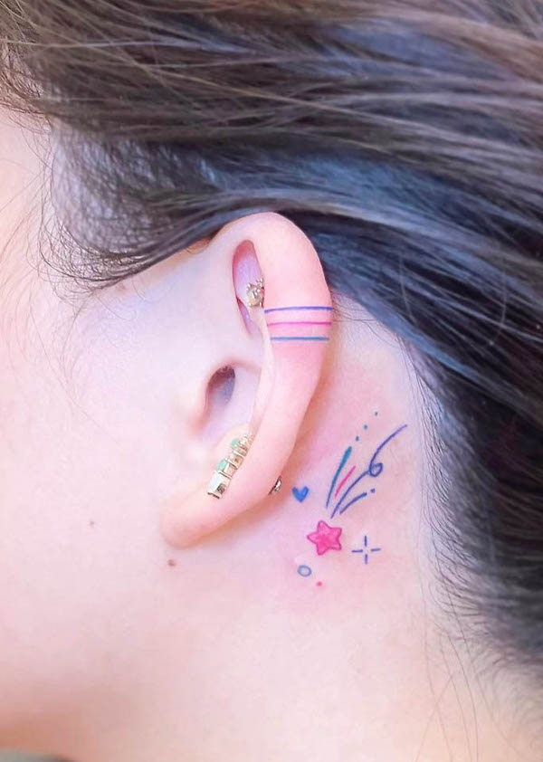 Shooting star ear tattoo by @tattooist_yeonnie