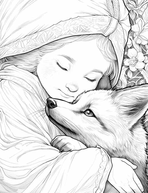 Baby girl and her fox BFF