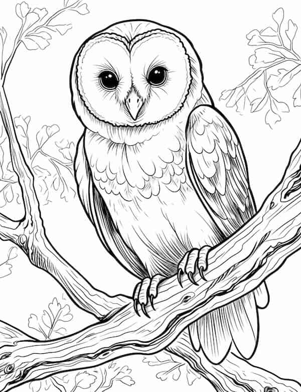 Barn owl on the branch