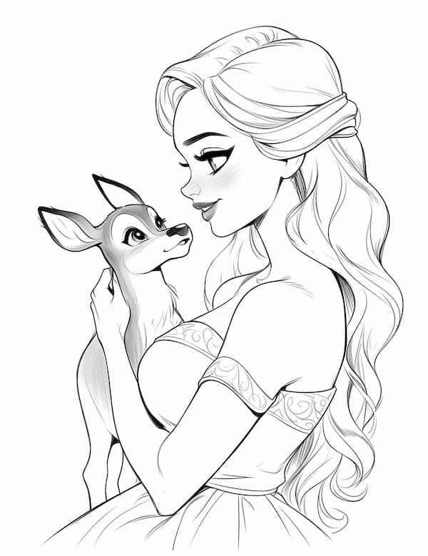 Cute princess and her pet deer