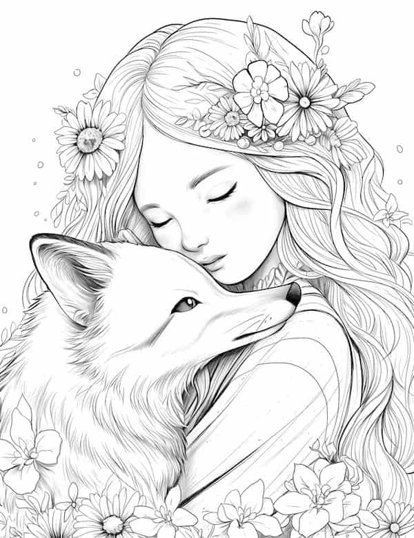 Gorgeous floral fairy and fox