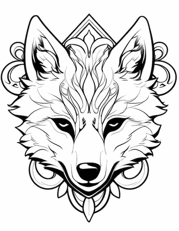 Mystic fox coloring page for adults