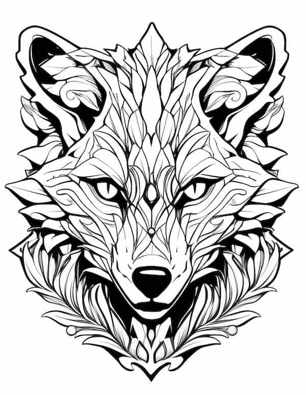 Mystic fox coloring page for adults