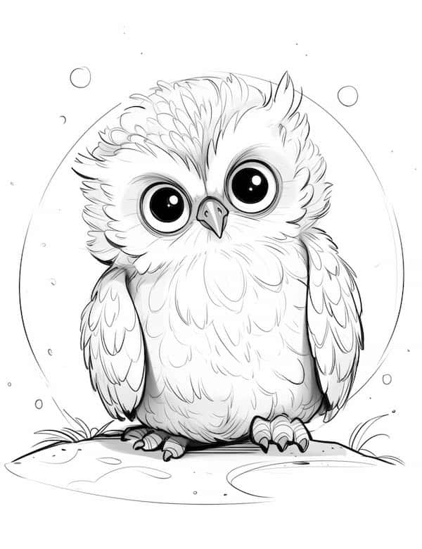 Owl and moon coloring page