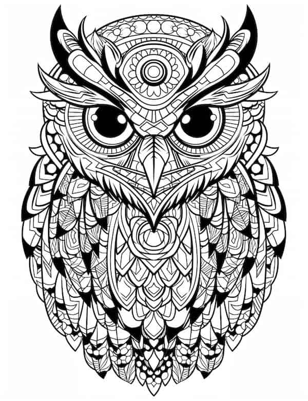 Owl mandala coloring pages