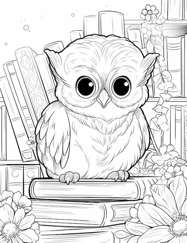 Owl on books