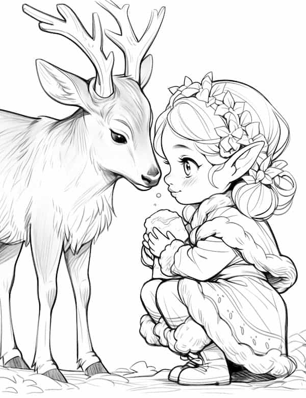 Reindeer and snow elf