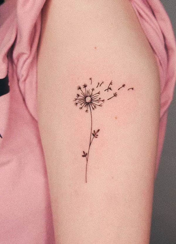 Simple dandelion sleeve tattoo by @tattooer_colin