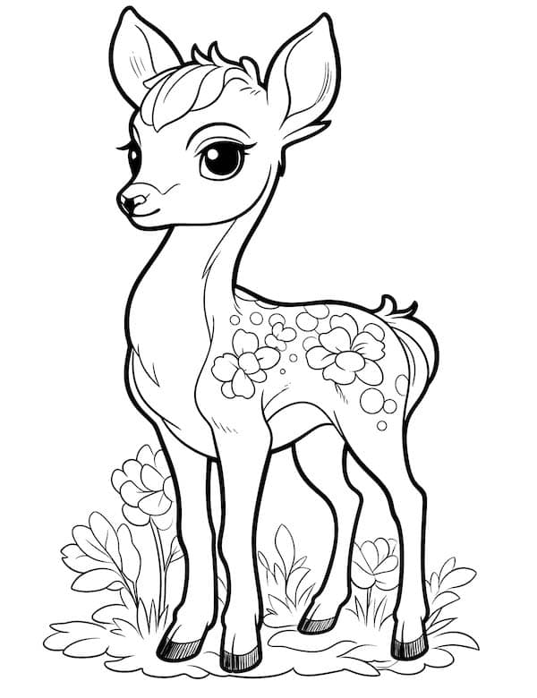 Simple little deer coloring page for kids