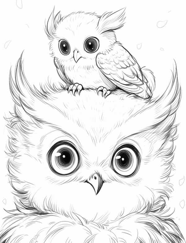 Owl partners-in-crime-  realistic coloring page