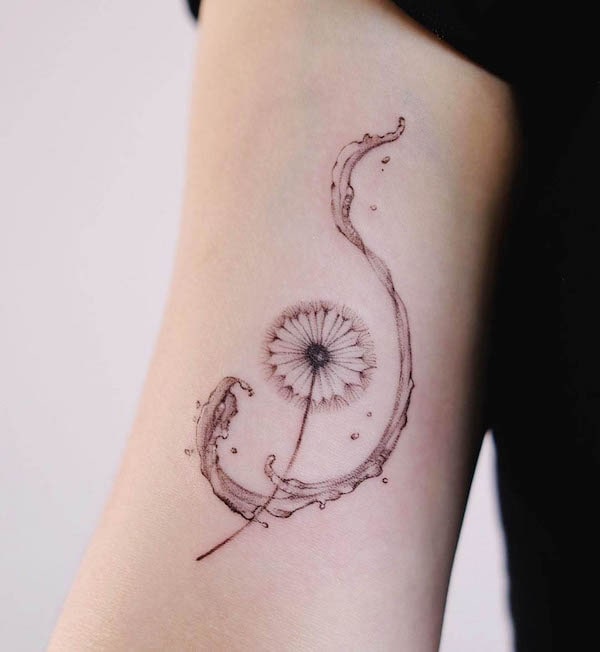 Water and dandelion tattoo by @reeveli
