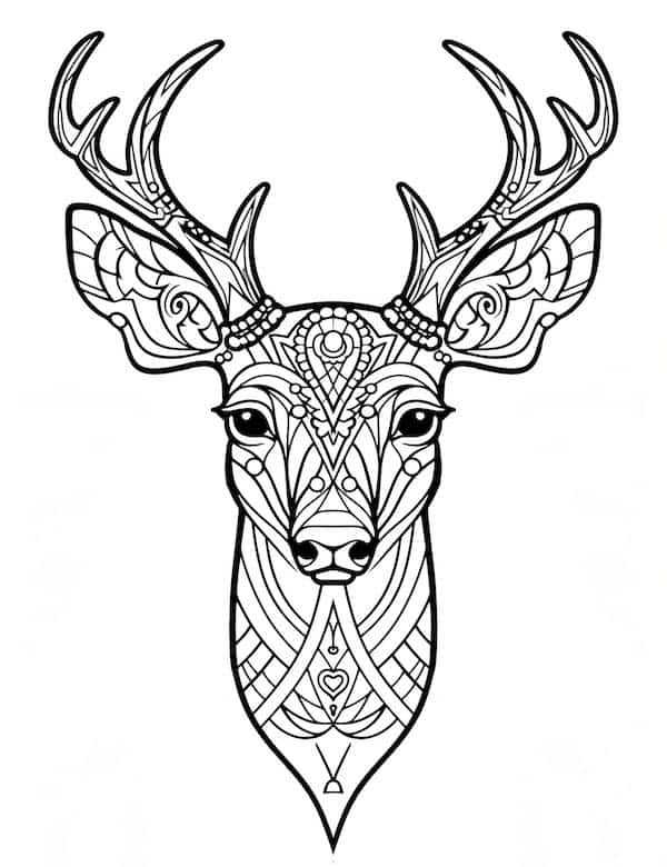 deer head mandala coloring page2