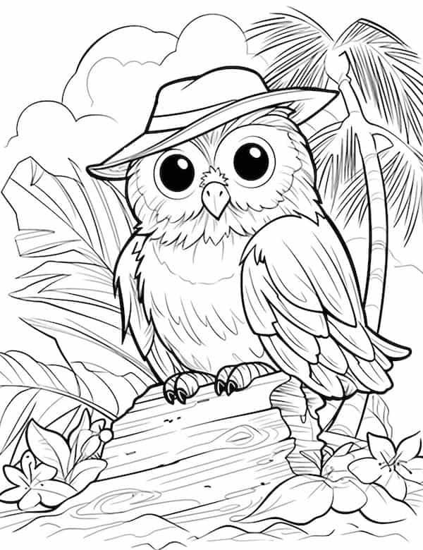 Owl on a tropical vacation