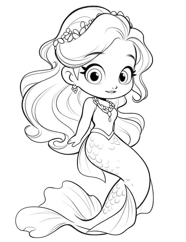 Baby Princess Ariel simple coloring page