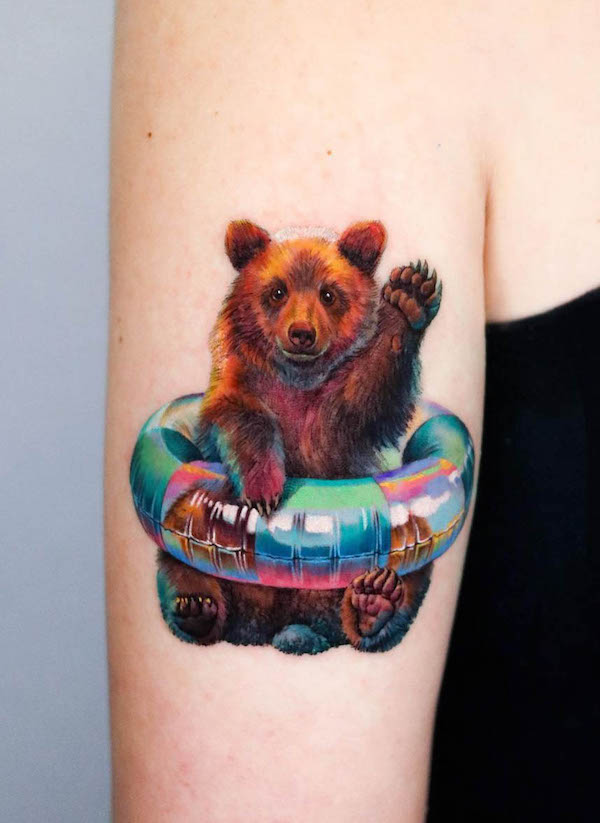 Last Rites Tattoo Theatre - Realistic bear tattoo by @yomicoart  #lastritestattoo #realistictattoo #bear #nyc #yomicoart | Facebook