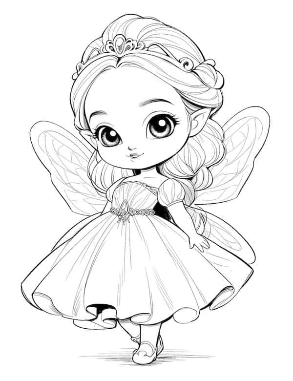 Cute baby fairy princess coloring page