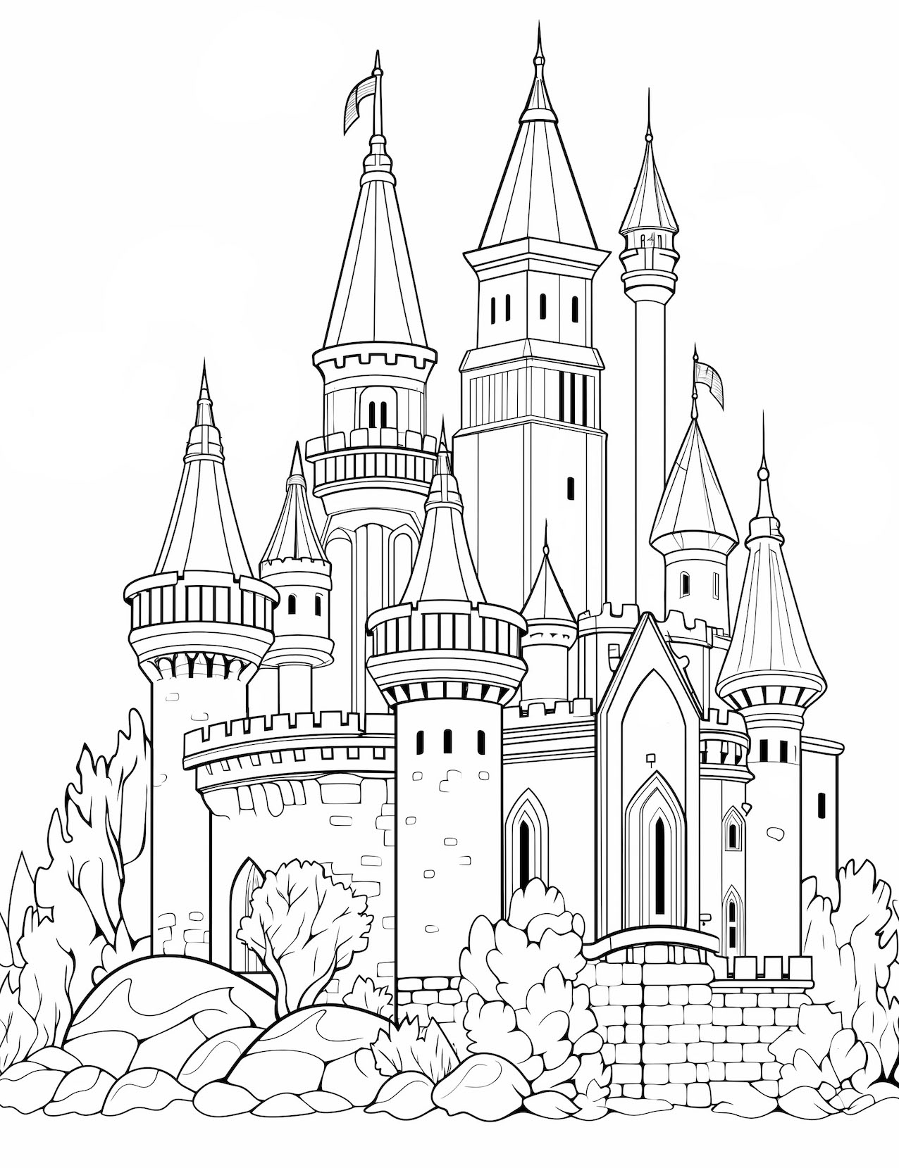 Disney Princess Castle Coloring Pages Sketch Coloring Page