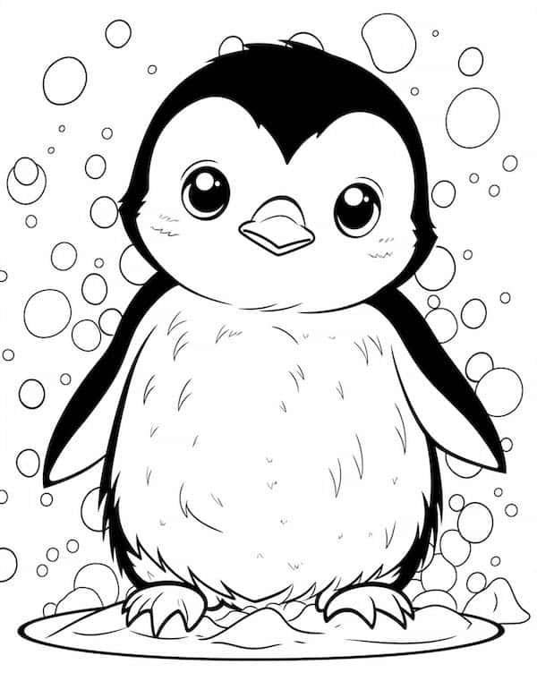 Simple baby penguin coloring page