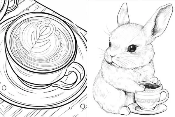 Coffee coloring pages for kids and adults
