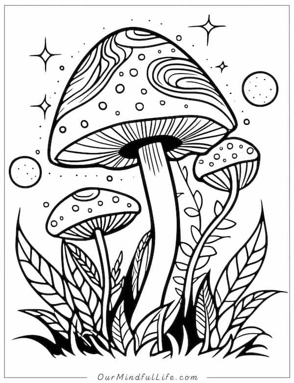 Cosmis mushroom coloring page