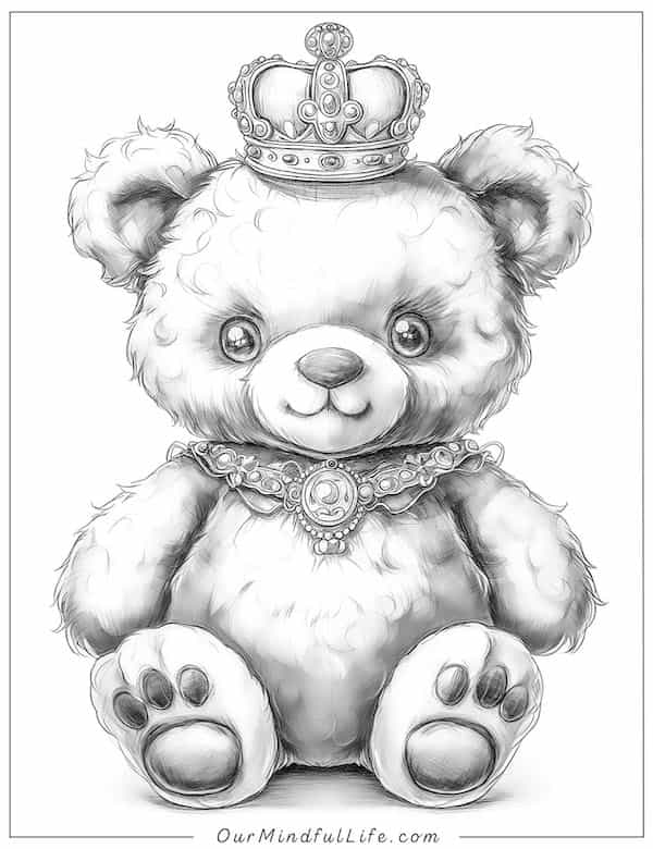Intricate Prince Bear coloring page