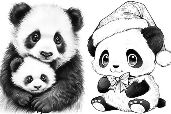 Panda coloring pages for kids and adults