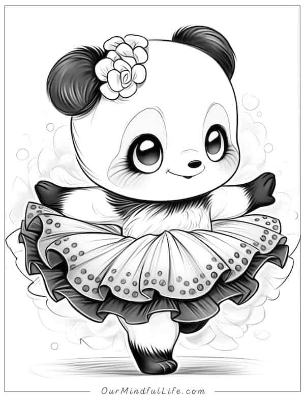 Panda in a dress coloring page