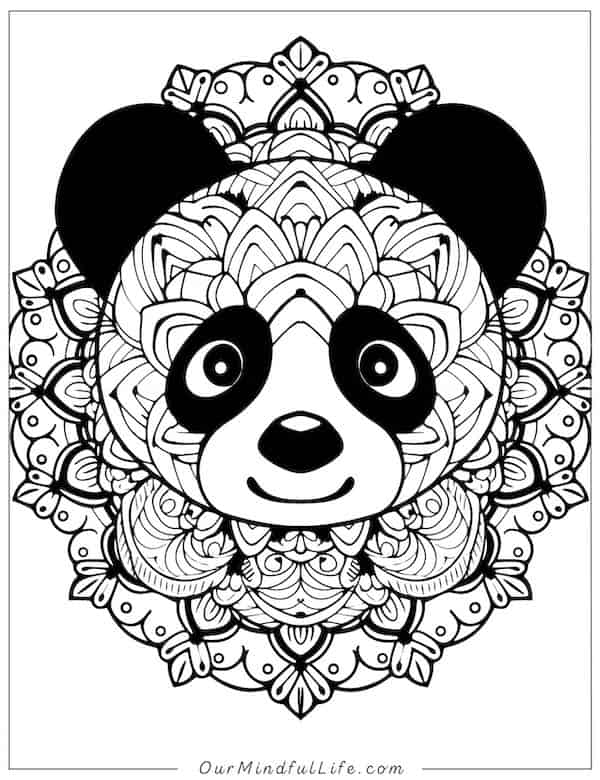 Panda mandala coloring page