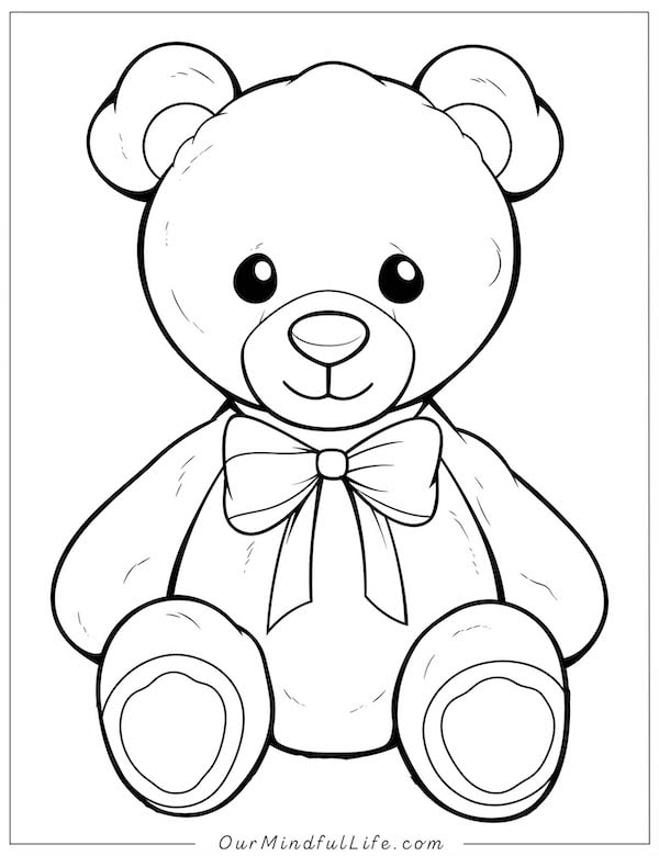 Simple and cute teddy bear coloring page for kids