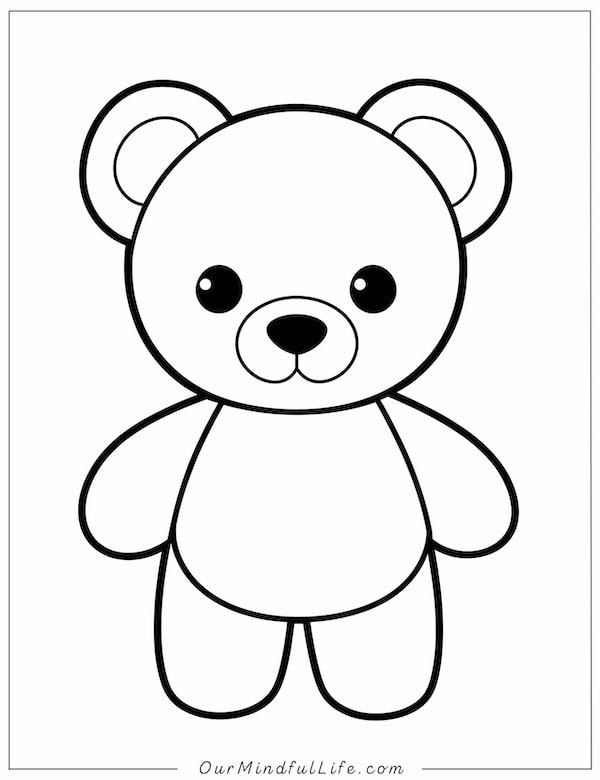 Simple and cute teddy bear coloring page for kids