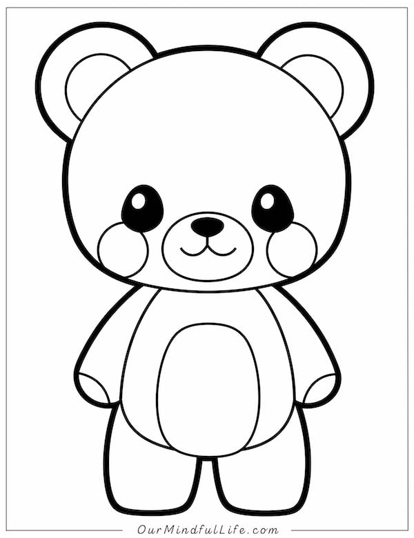 Simple and cute teddy bear coloring page for kids
