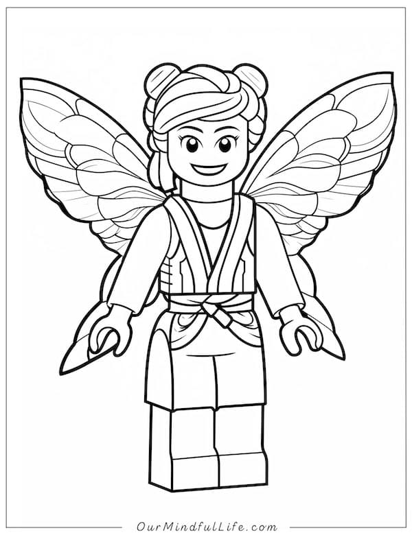 Super cute Lego fairy coloring page