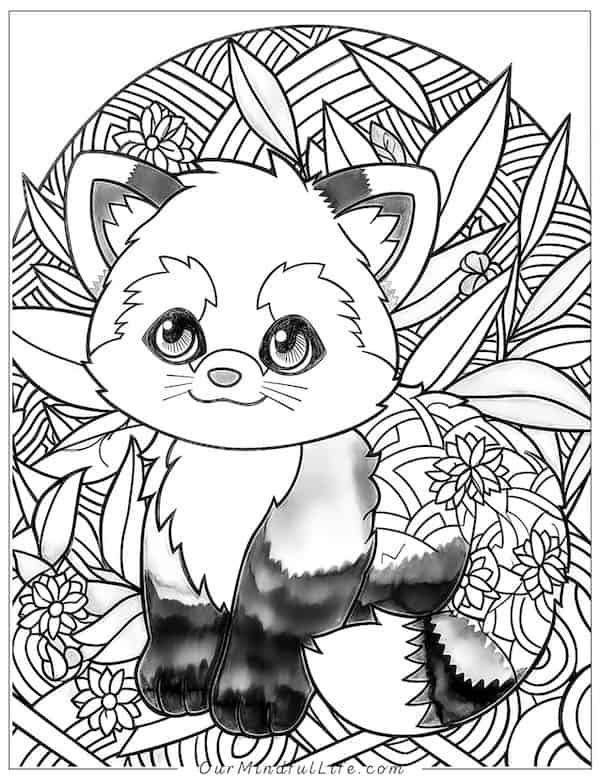 Super cute red panda coloring page