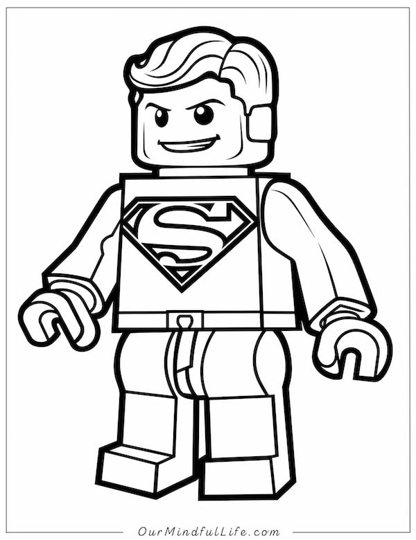 Superman Lego minifigure coloring page