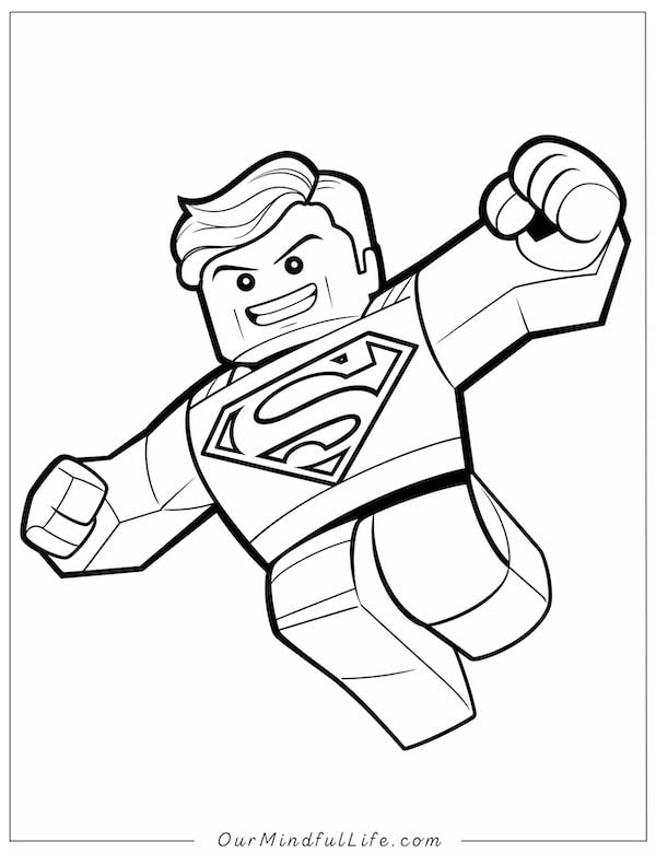 Superman Lego minifigure coloring page