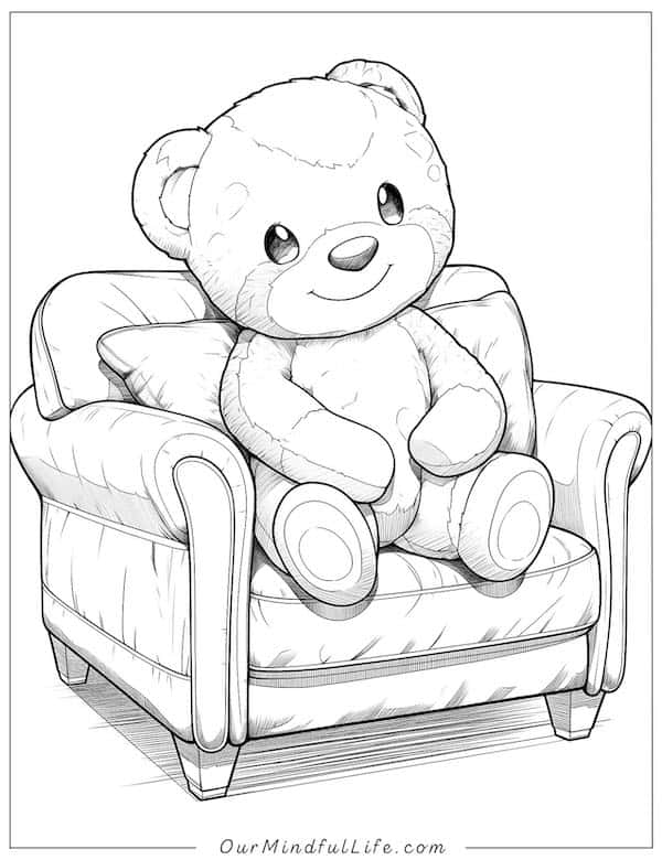 Teddy bear on a sofa