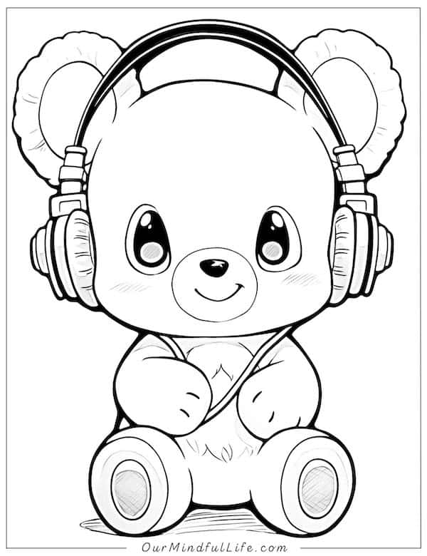 Teddy bear with headphones