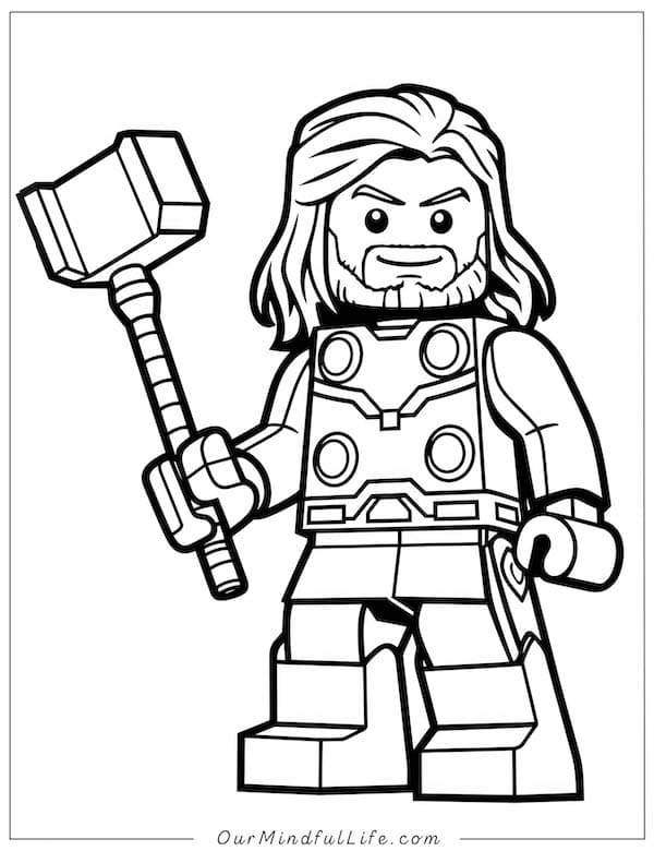 Thor Avengers Lego coloring page