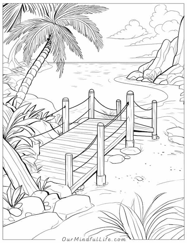 A corner of the beach coloring page