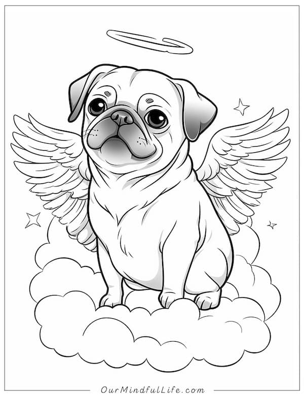 Angel Pug coloring page